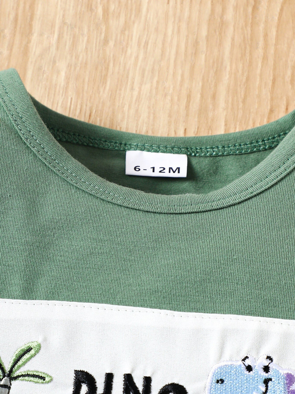 Children's Dino Embroidered Tee & Striped Shorts Set