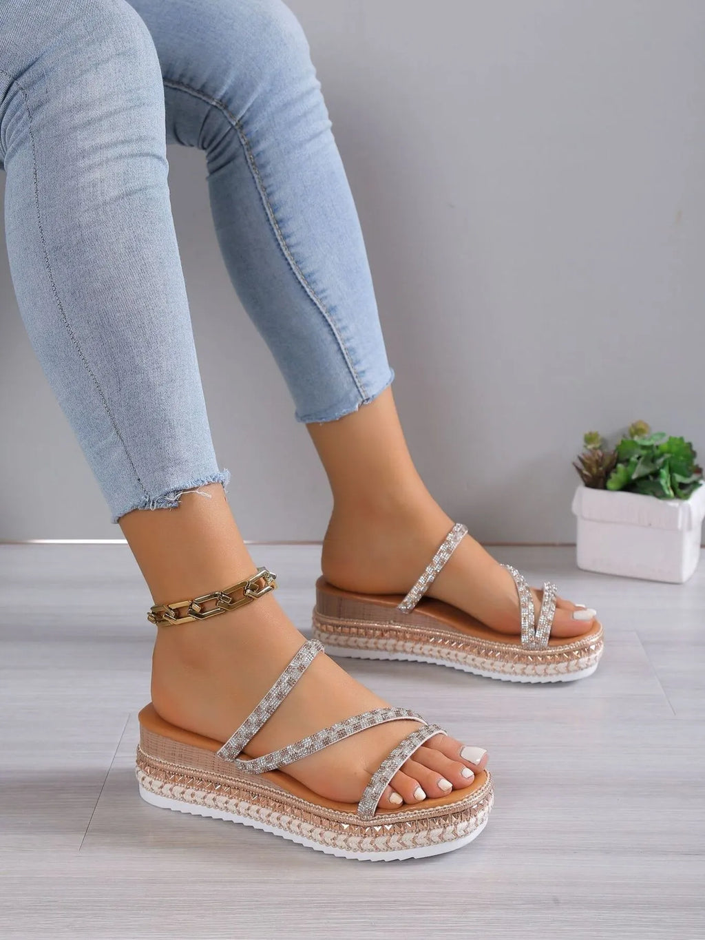 Woven Platform Wedge Sandals