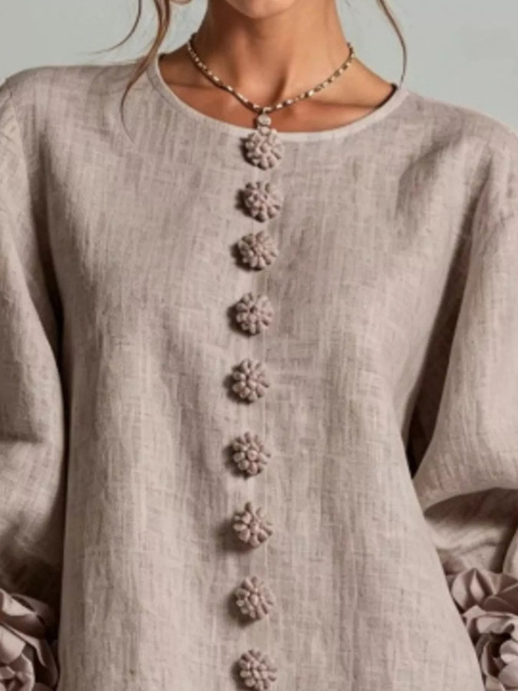3D Floral 3/4 Sleeve Mini Dress