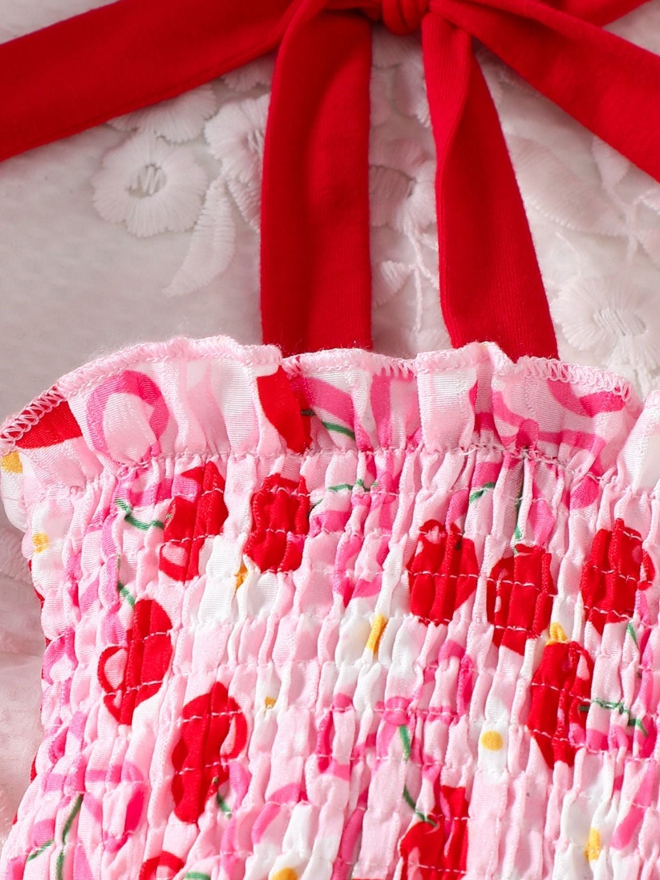 Children's Cherry Print Smocked Dress