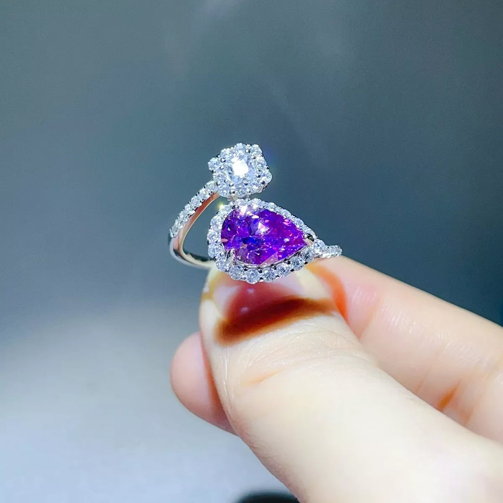 2 Carat Moissanite 925 Sterling Silver Bypass Ring