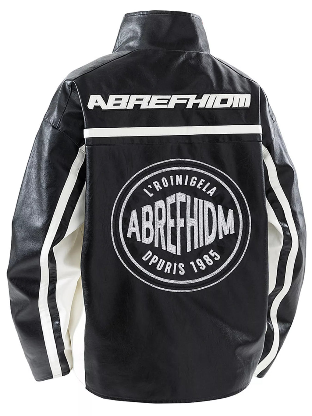 Men's Plus Size Zip Up Long Sleeve Leather Jacket