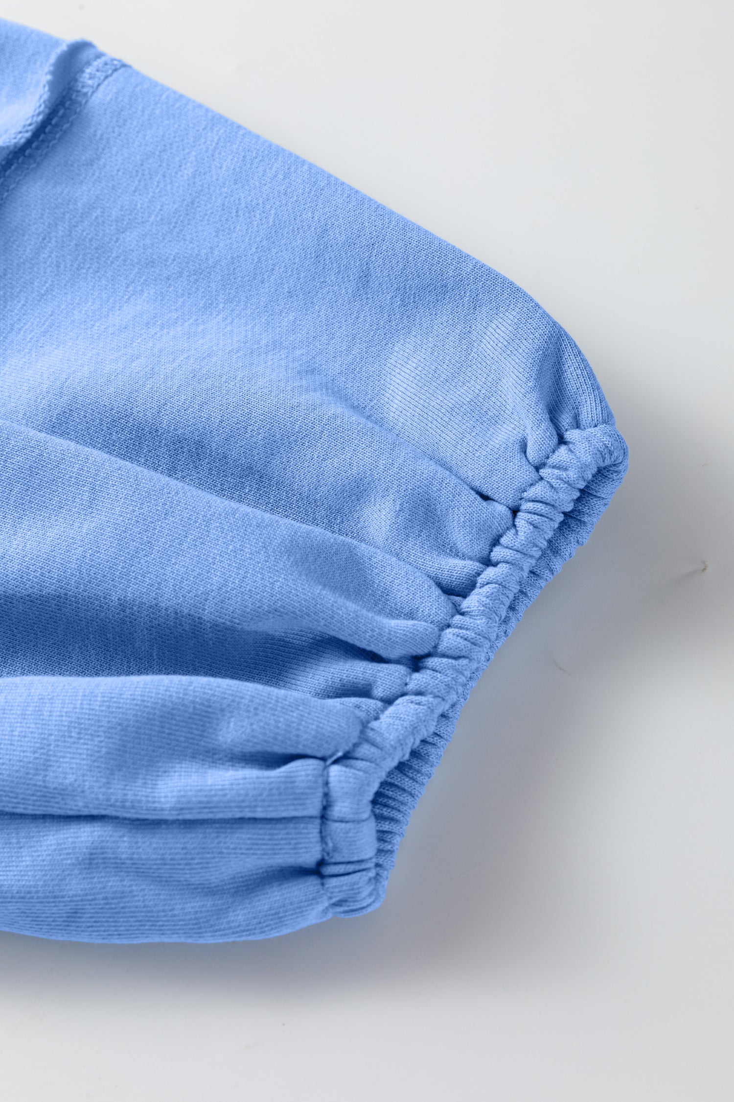 Beau Blue Solid Color Raw Seam Patchwork Baggy Sweatshirt