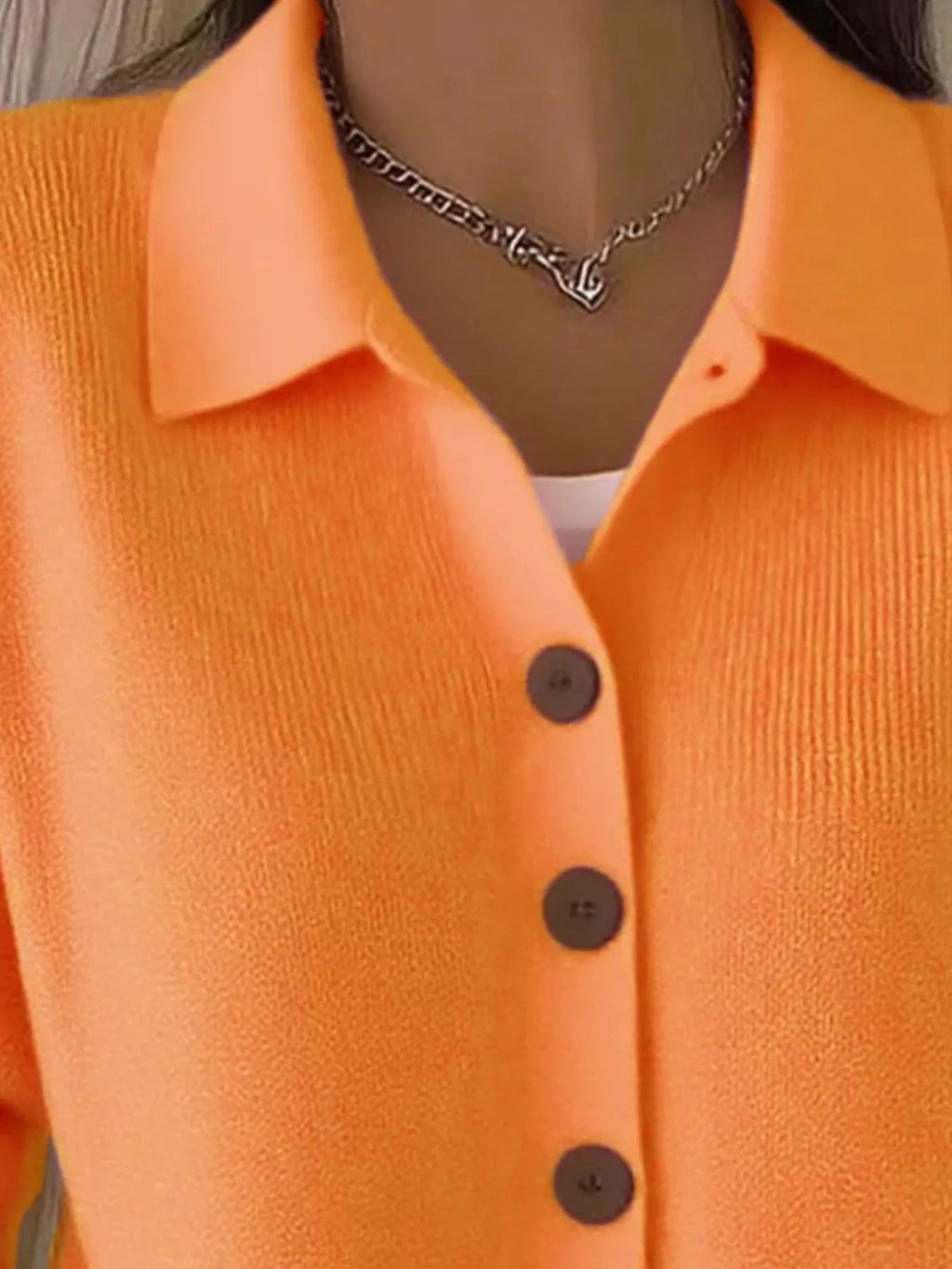 Full Size Button-Down Knit Cardigan Plus Size