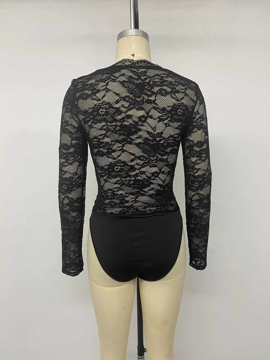 Lace Long Sleeve Bodysuit with Bow Detail