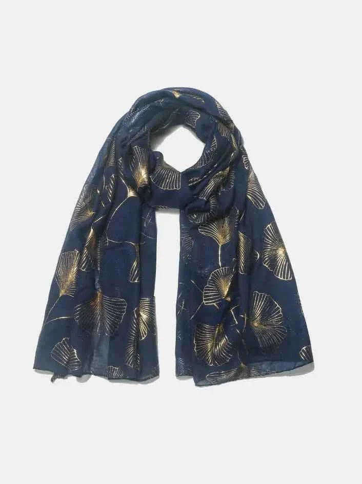 Ginkgo Leaf Print Lightweight Polyester Scarf