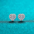 2 Carat 925 Sterling Silver Moissanite Heart Earrings