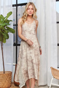 Lace Trim Midi Dress with Spaghetti Straps
