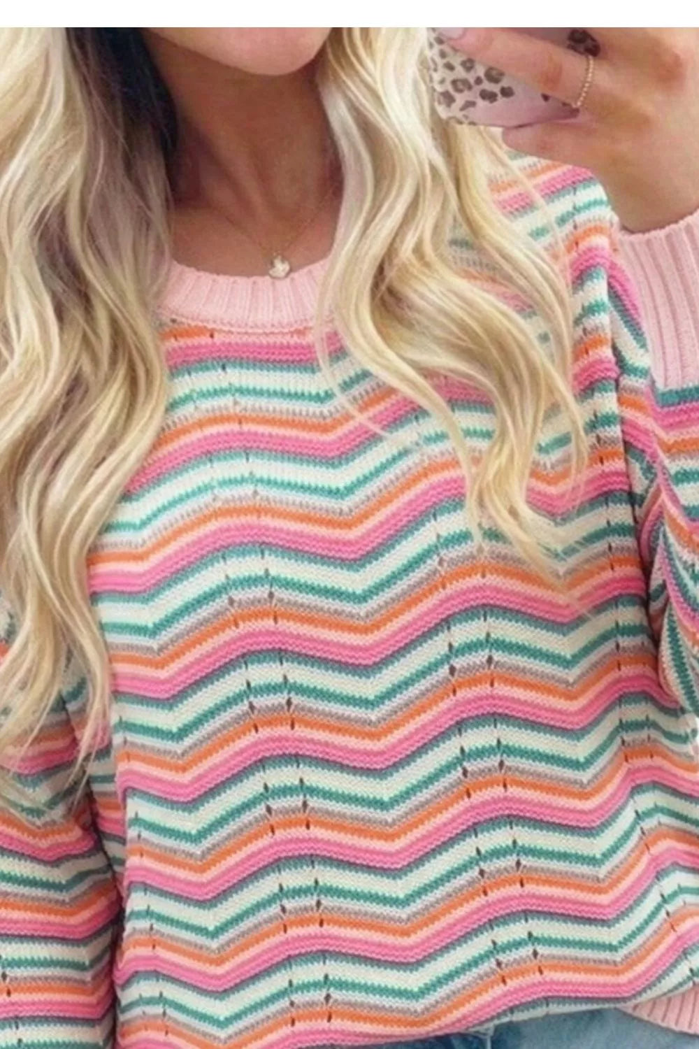 Chevron Striped Knit Sweater