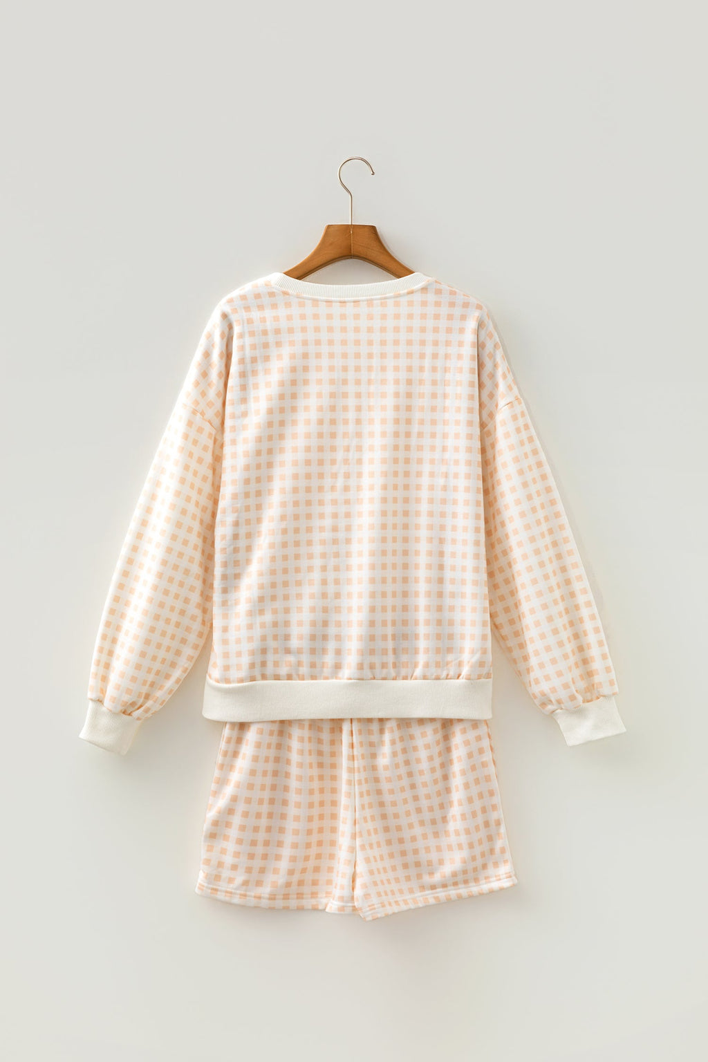 Yellow Plaid Baggy Pullover Drawstring Casual Shorts 2pcs Outfit