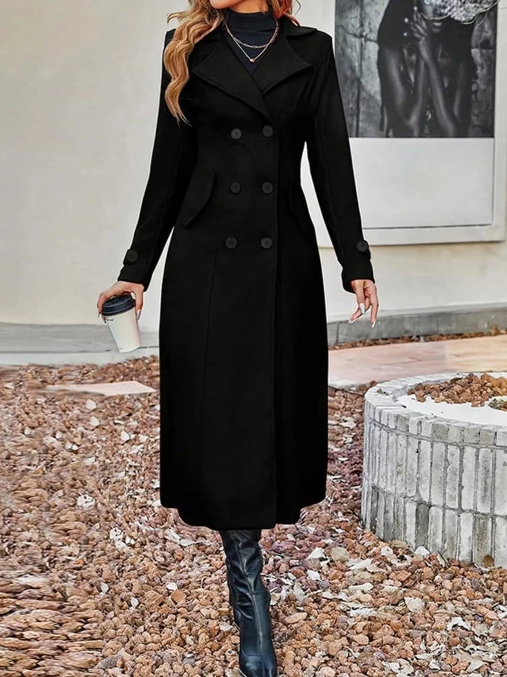 Full Size Double-Breasted Longline Trench Coat Plus Size
