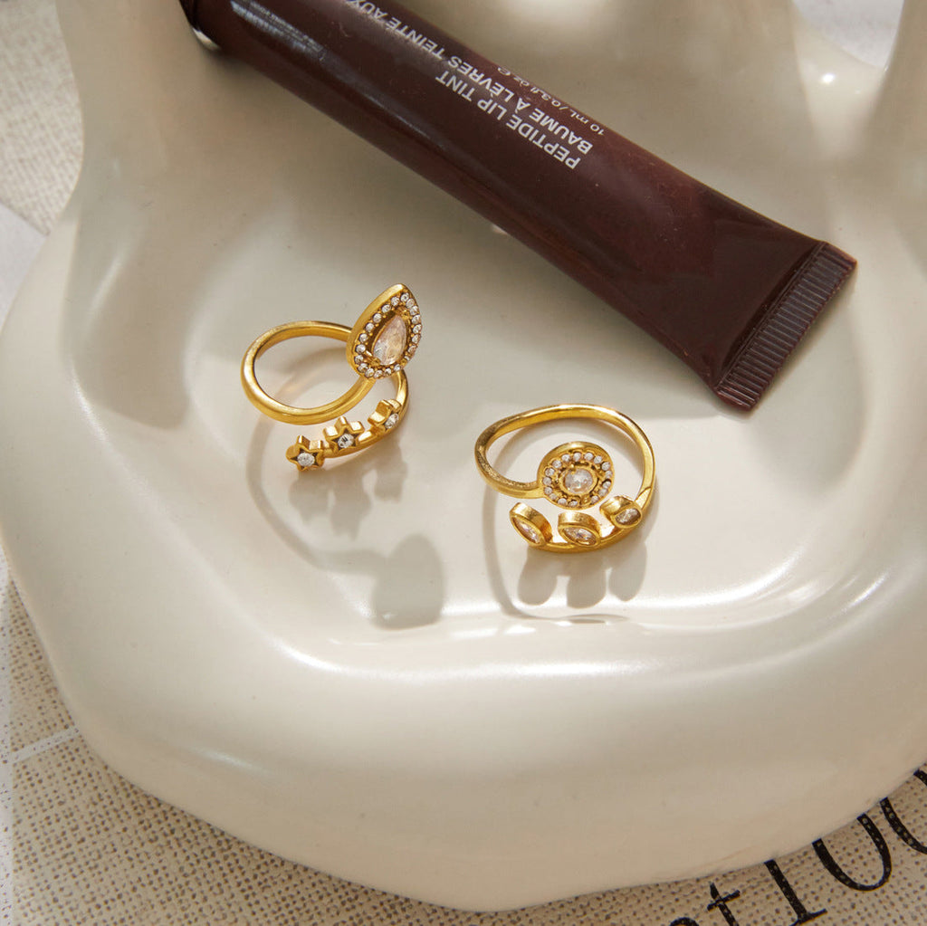 Star and Pear Zircon Ring Collection