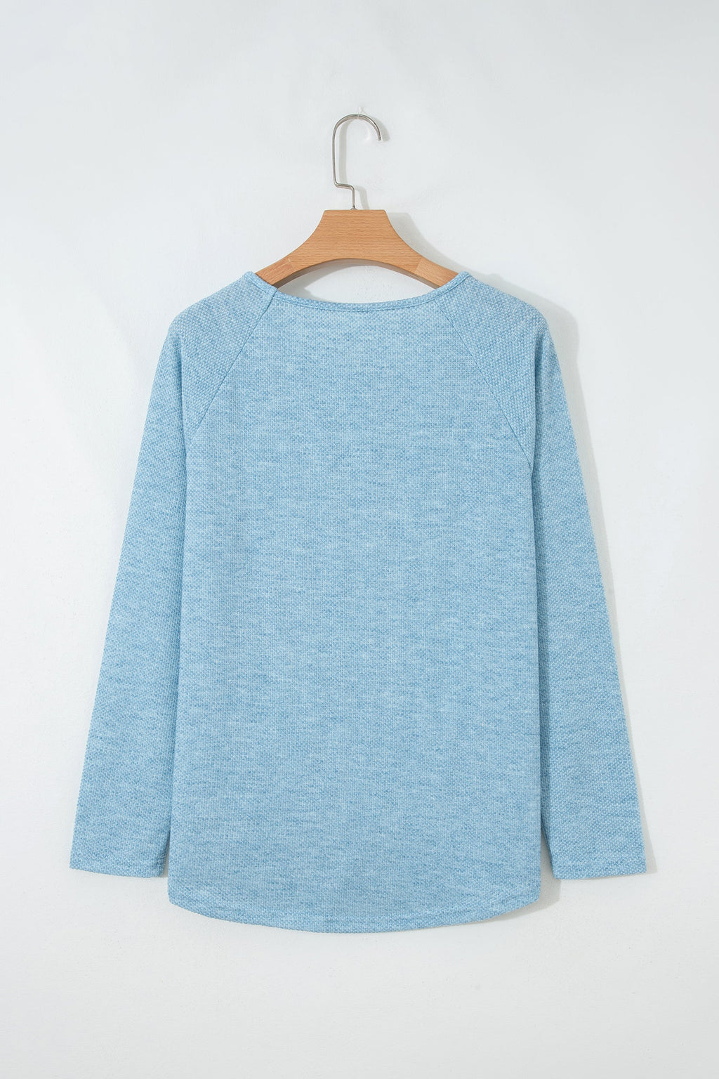 Solid Textured Knit Raglan Long Sleeve Top