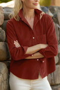 Adjustable Cuff Long Sleeve Corduroy Shirt