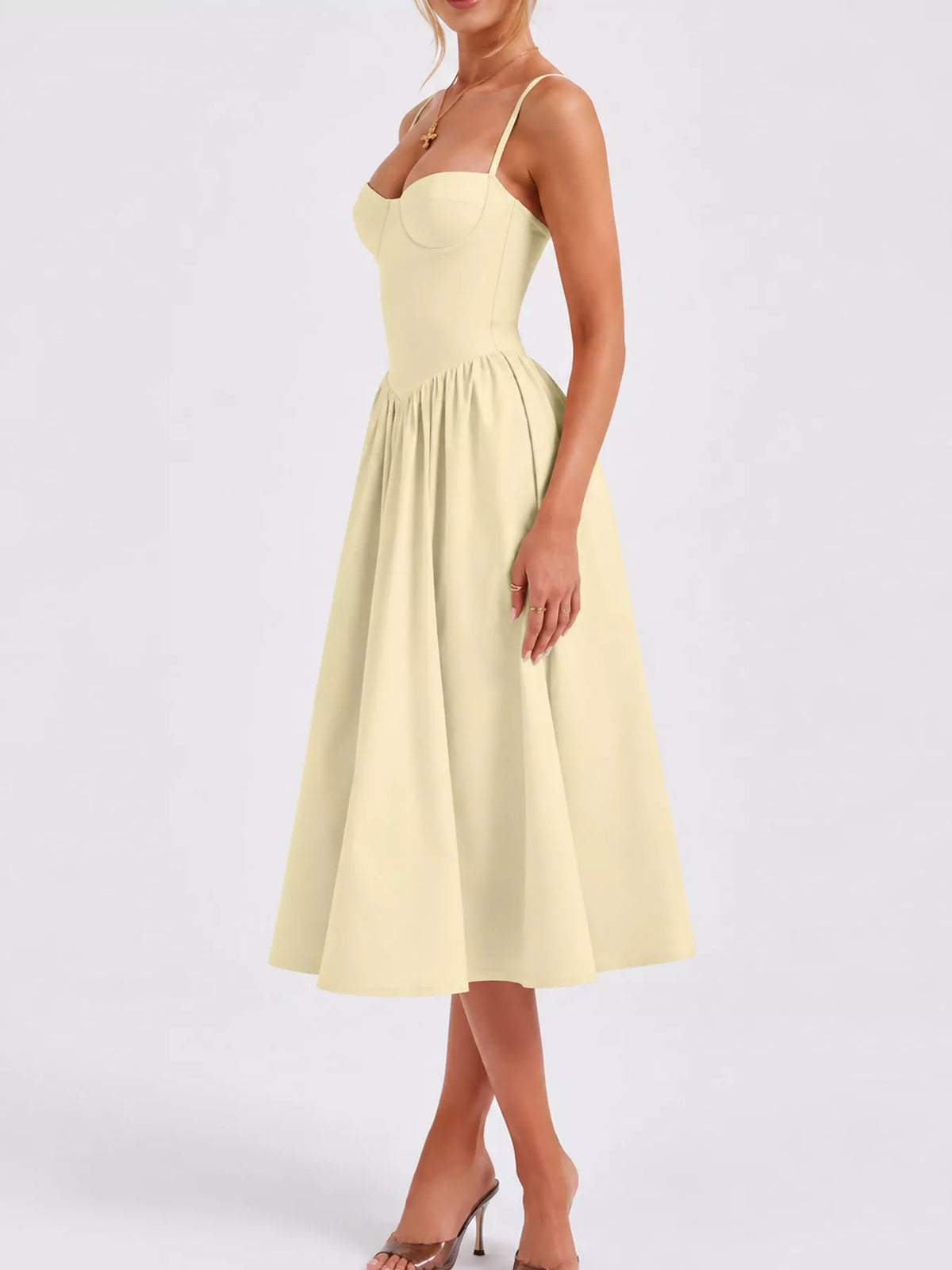 Sweetheart Neck Midi Cami Dress