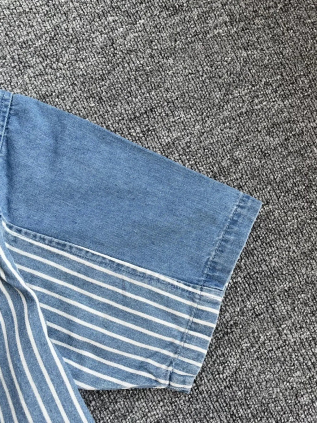 Men's Plus Size Striped Short Sleeve Denim Shirt