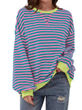 Striped Contrast Trim Oversized Sweatshirt