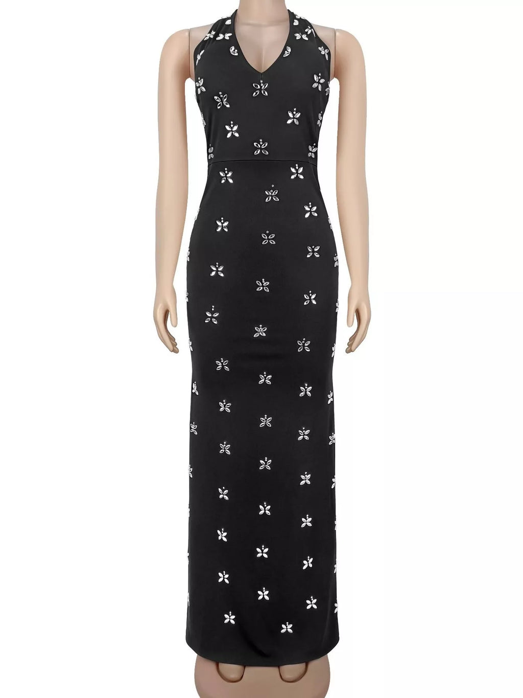 Floral Halter Neck Maxi Dress