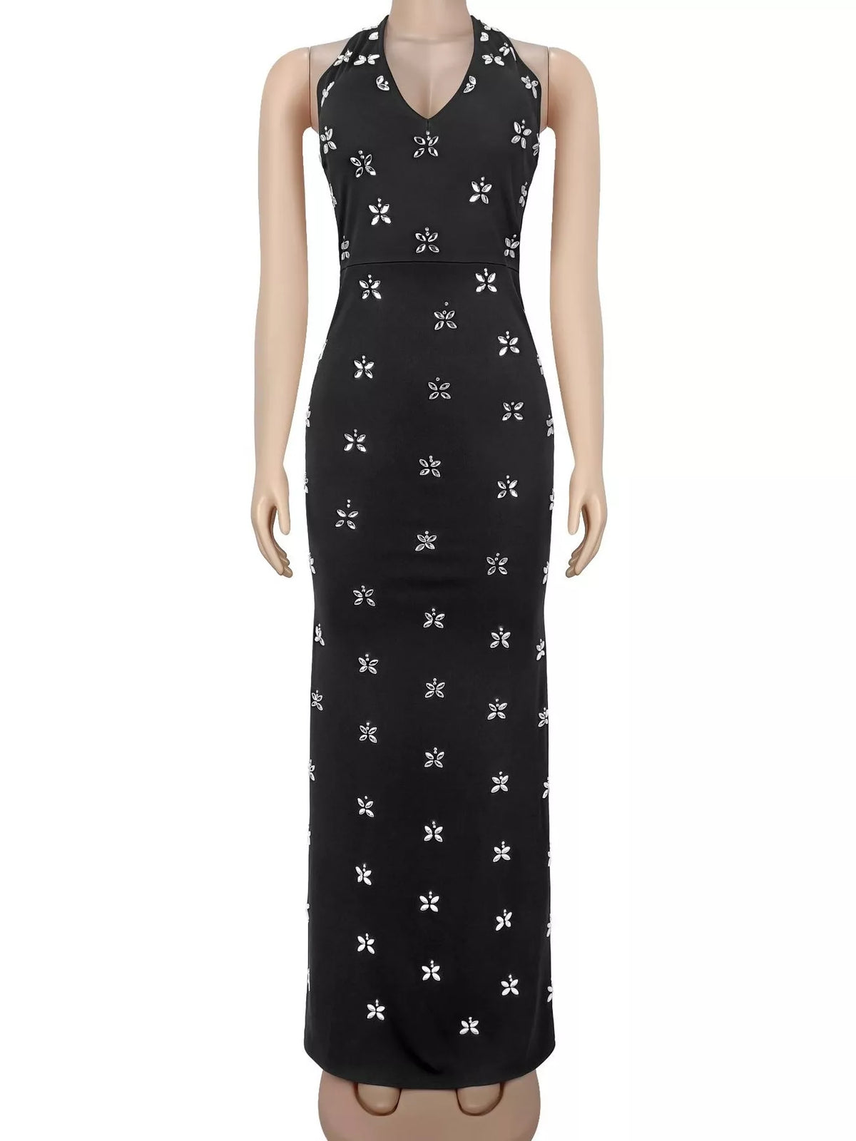 Floral Halter Neck Maxi Dress
