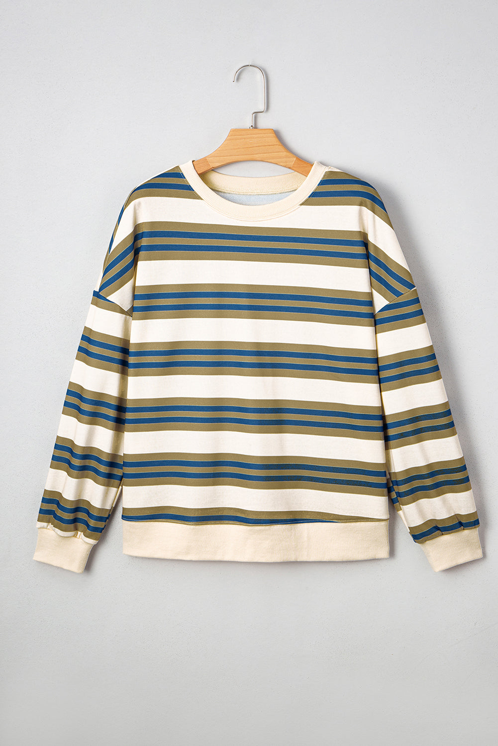 Stripe Crewneck Drop Shoulder Sweatshirt