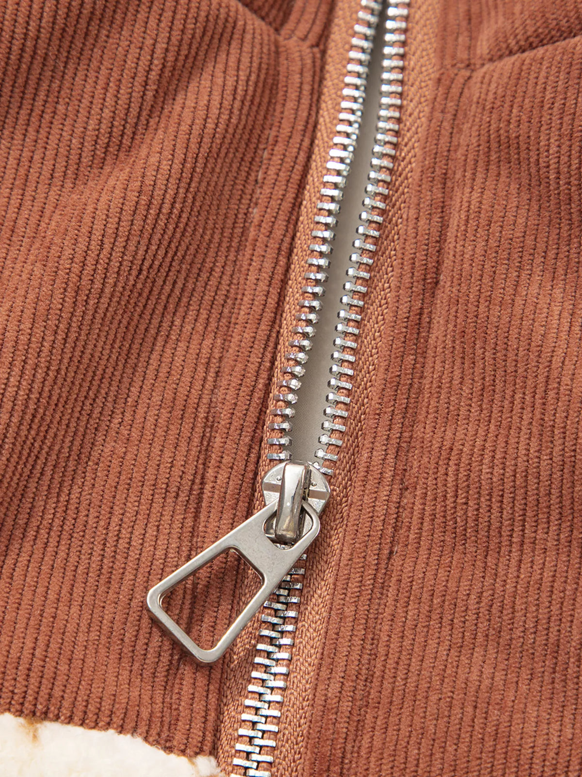 Geometric Print Fleece Metal Zipper Collar Patchwork Design Vest