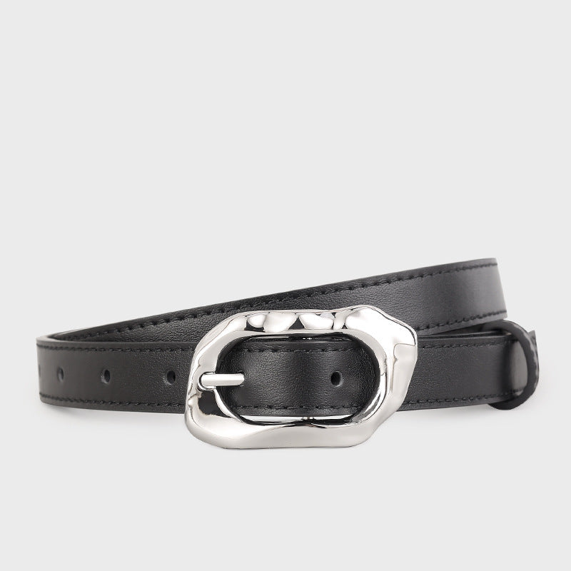 Leather Belt with Silver Buckle