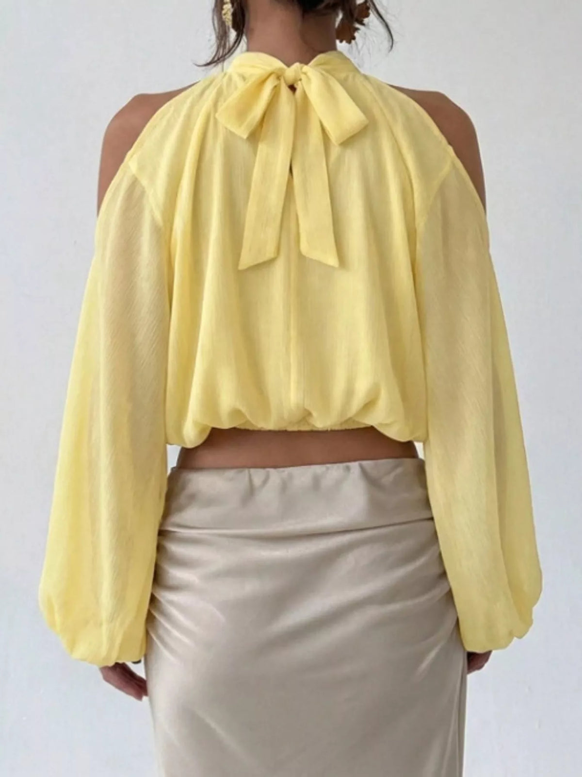 Cold-Shoulder Long Sleeve Blouse