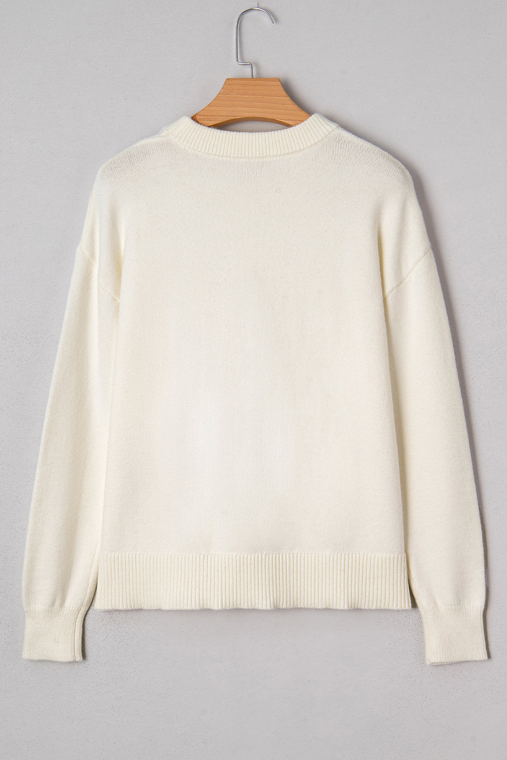 Christmas Sequin Bow Ribbed Trim Sweater