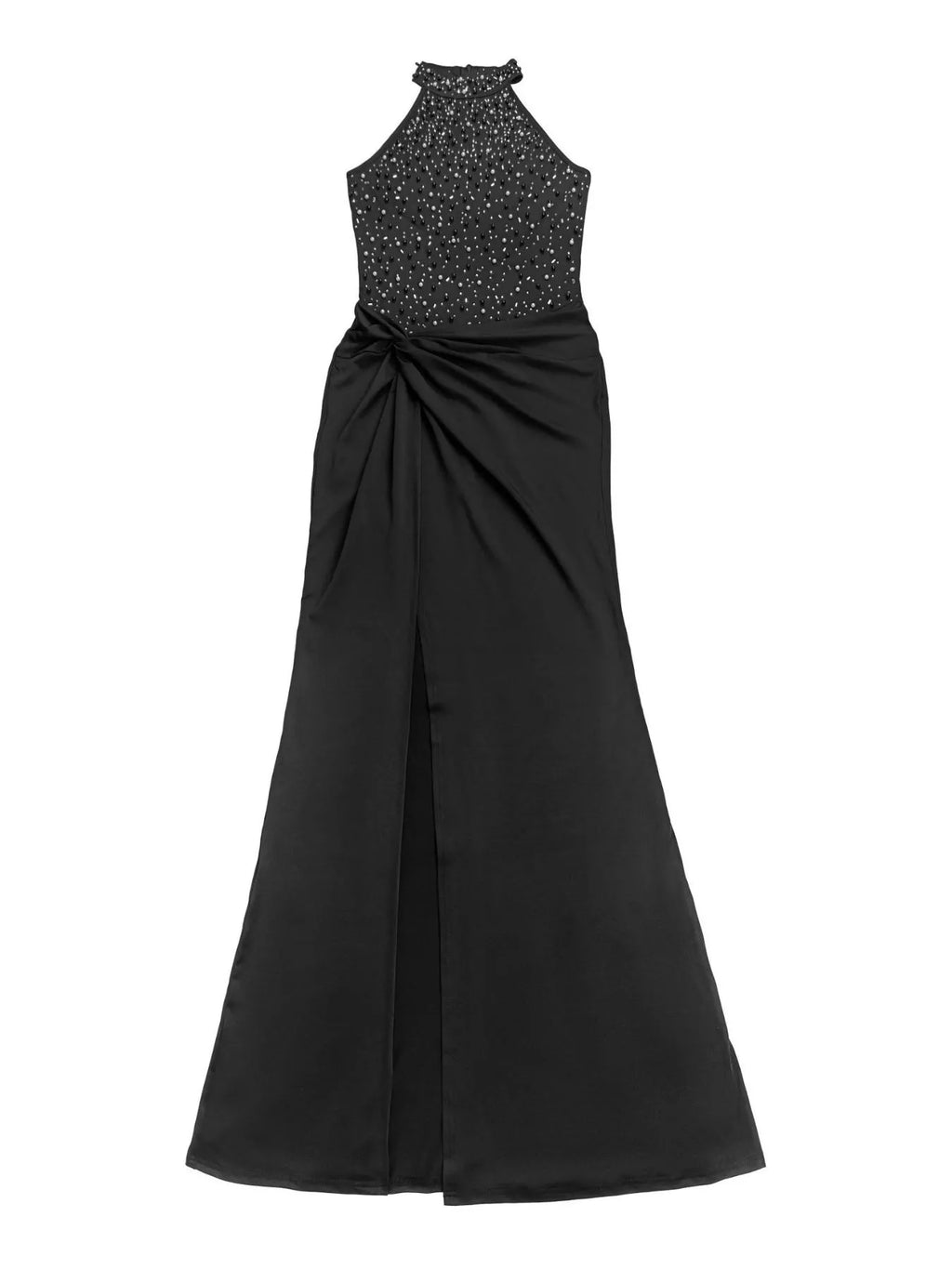 Slit Rhinestone Sleeveless Maxi Dress
