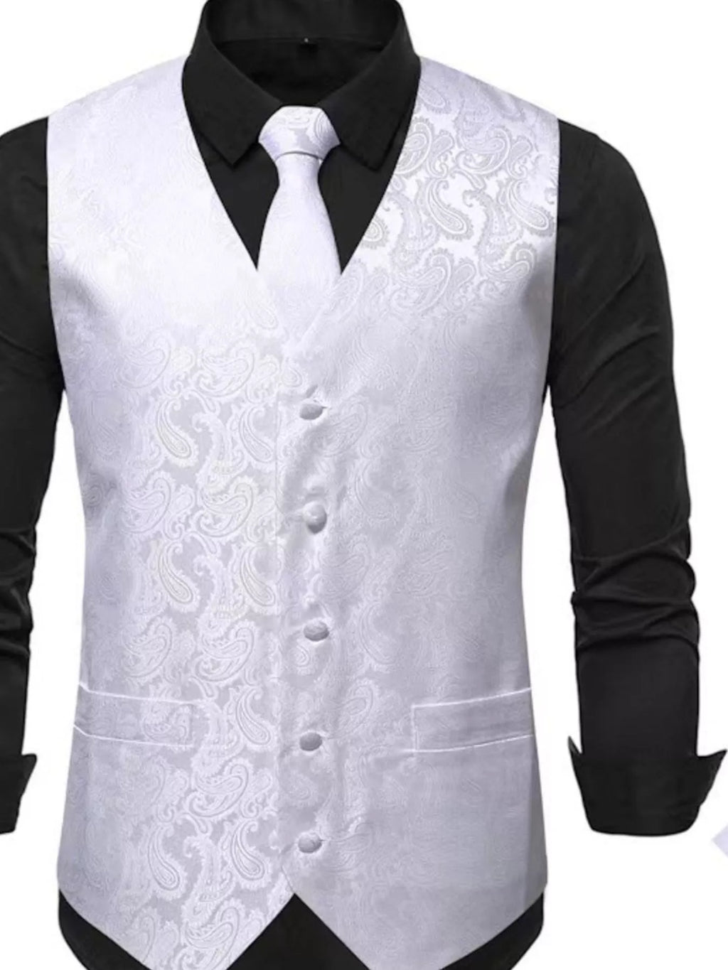 Men's Full Size Paisley Print Button Up Vest Plus Size