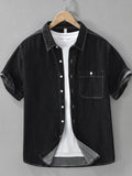Men's Plus Size Button Up Short Sleeve Denim Shirt