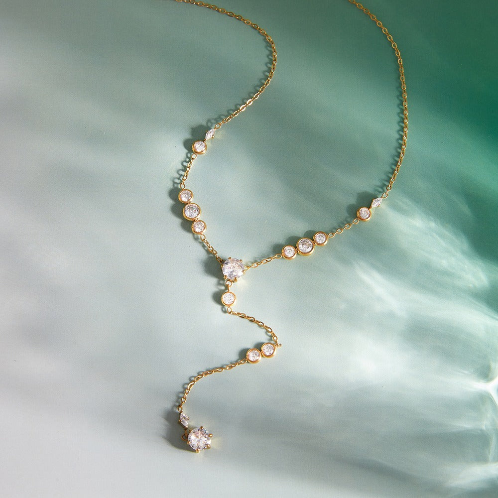 Crystal Drop Y Necklace Collection