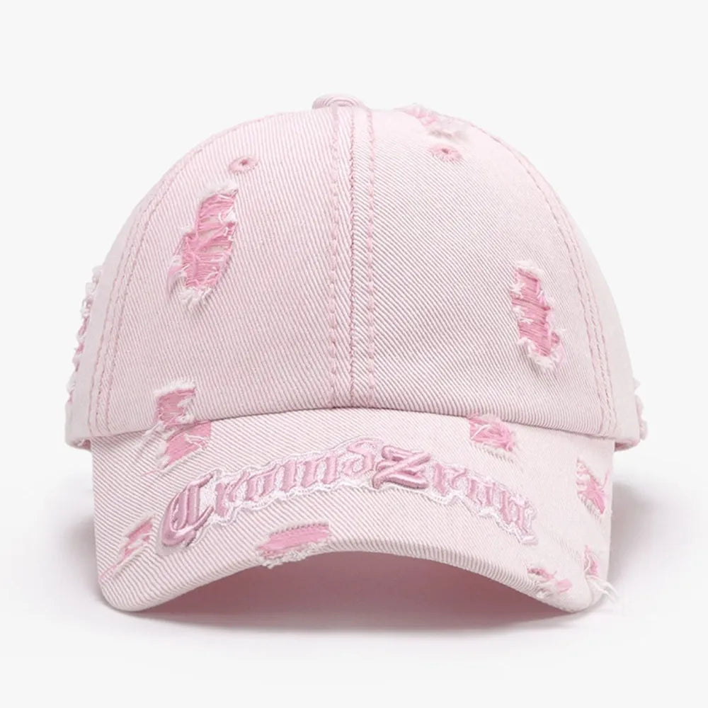 Distressed Embroidered Letter Cotton Dad Baseball Cap