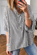 Striped Half Sleeve Button-Up Shirt