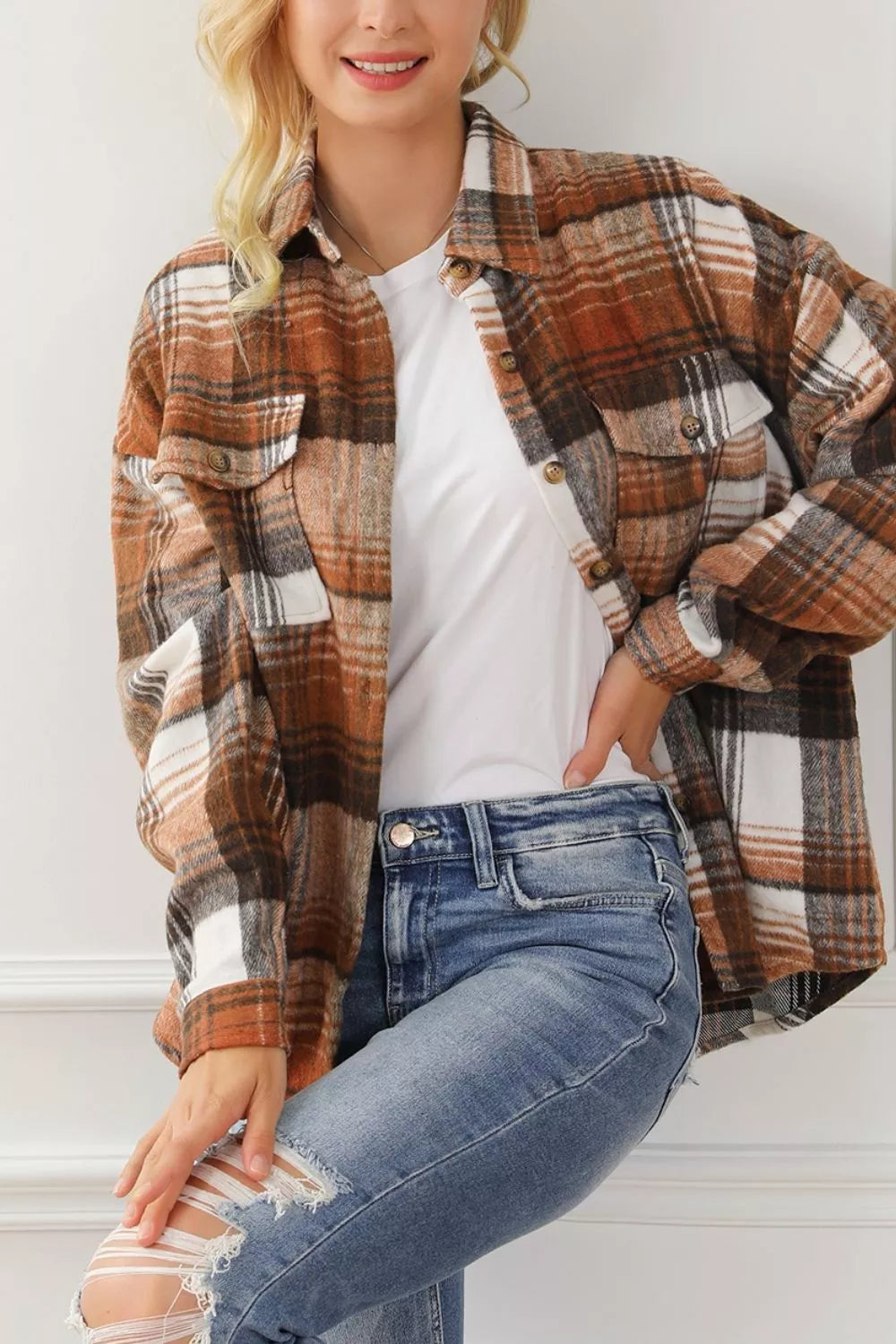 Plaid Button Up Shacket
