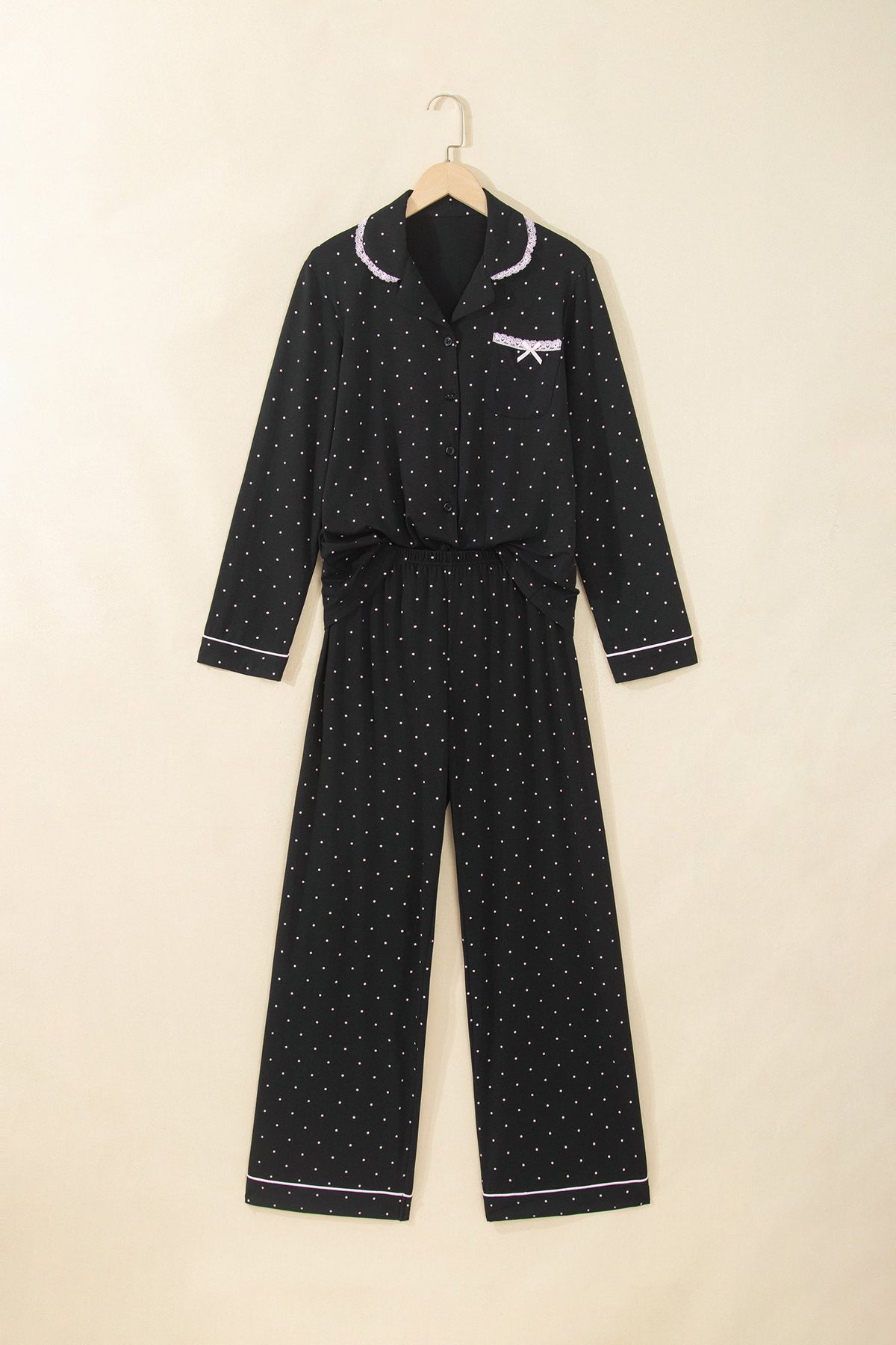 Polka Dot Long Sleeve Shirt & Pants Pajama Set