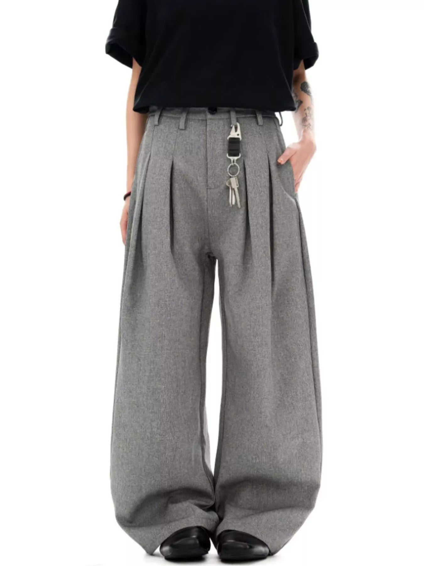 Men's Plus Size Wide Leg Pleated Pants