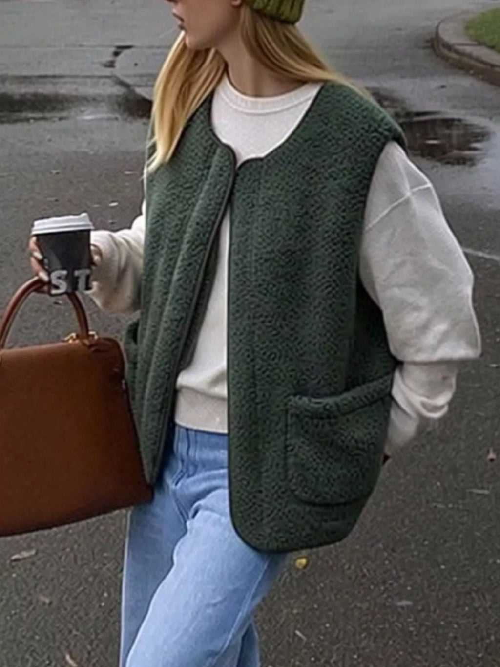 Sherpa Sleeveless Vest Coat