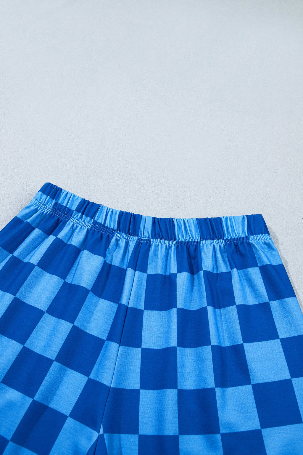 Pink Plaid Checkered Long Sleeve Crop Top Elastic Waist Shorts Two Piece Set
