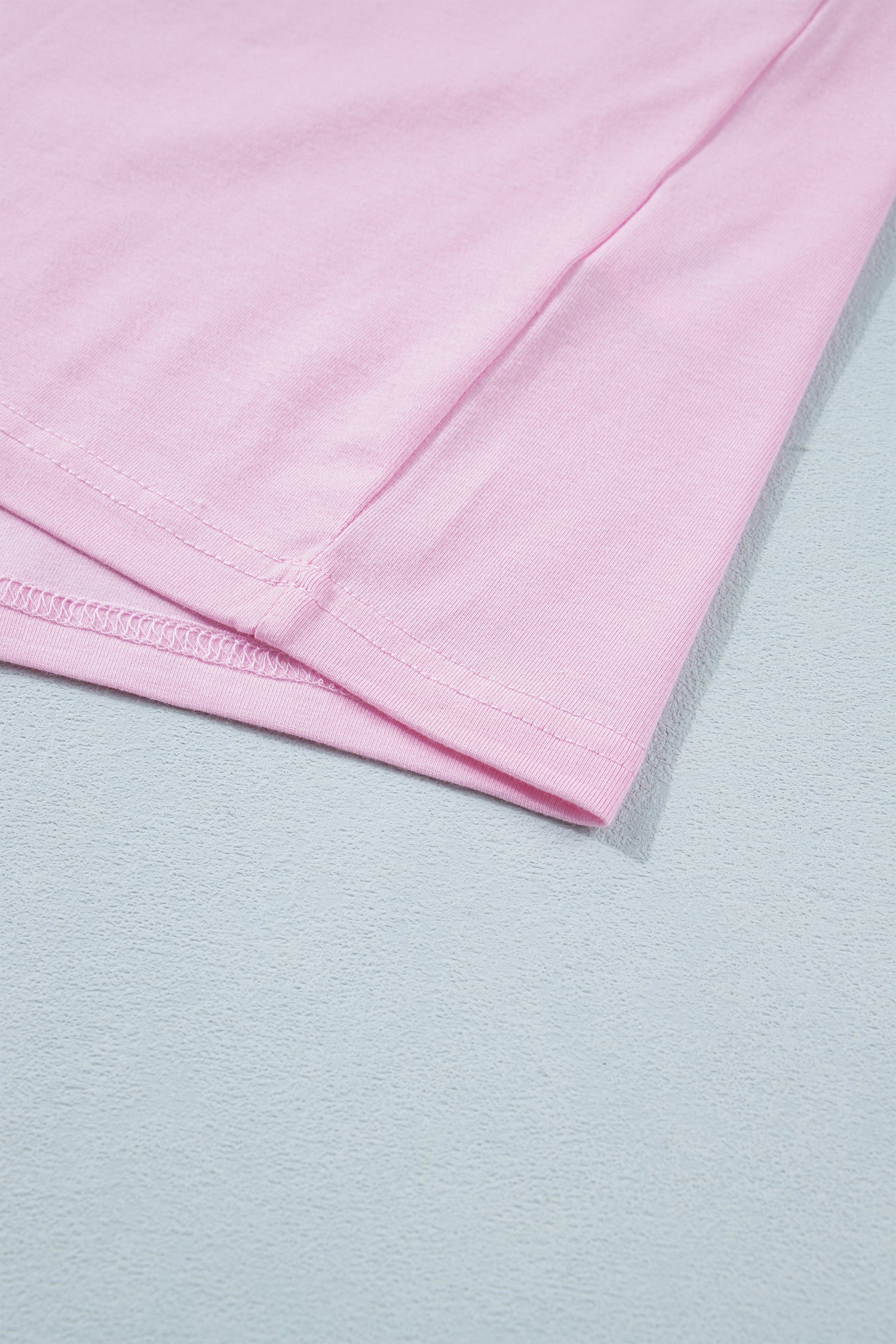 Gossamer Pink Embroidered Bow Detail Color Block Loose Tee