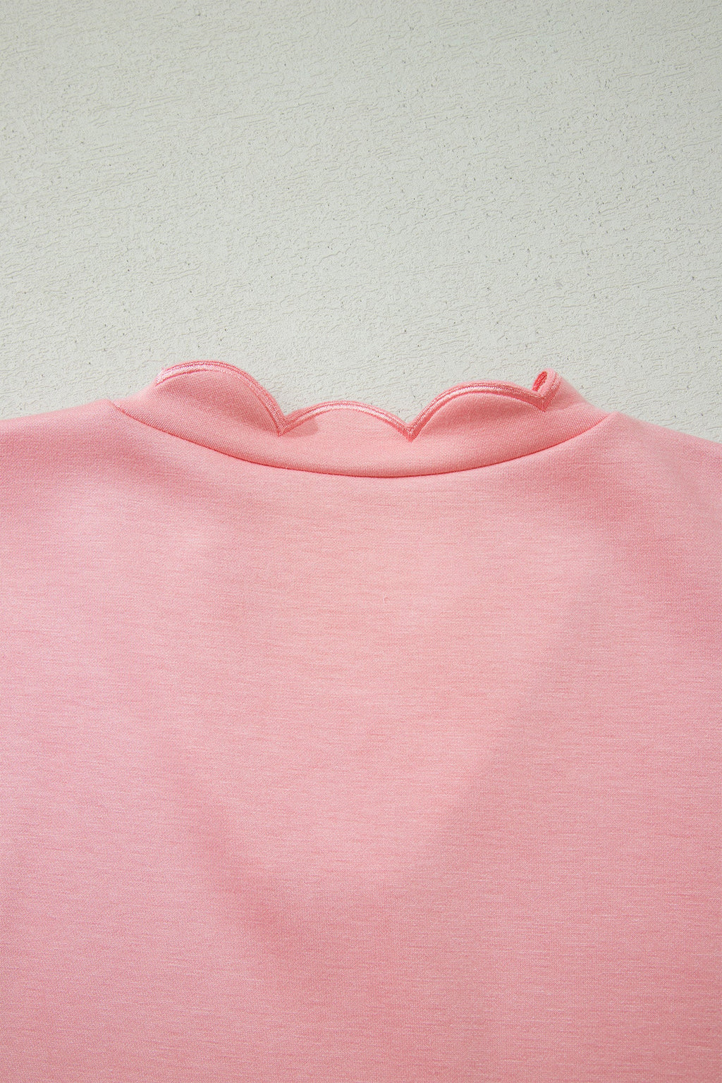 Gossamer Pink Scalloped V Neck Dolman Oversize Top Drawstring Short Set