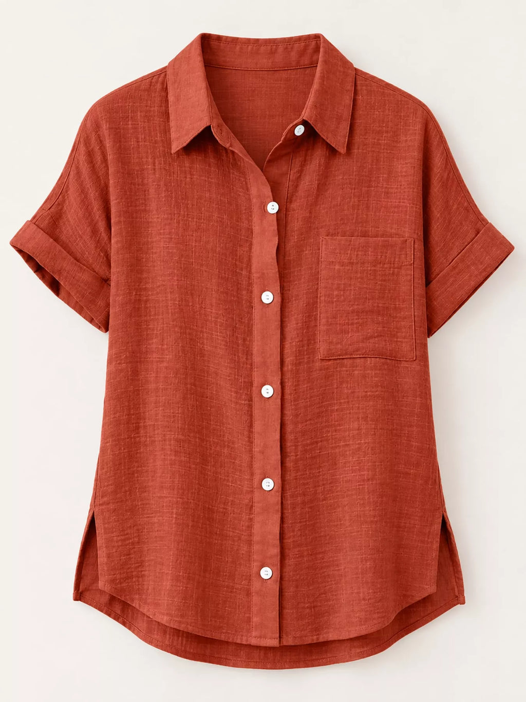 Full Size Button Up Short Sleeve Shirt Plus Size