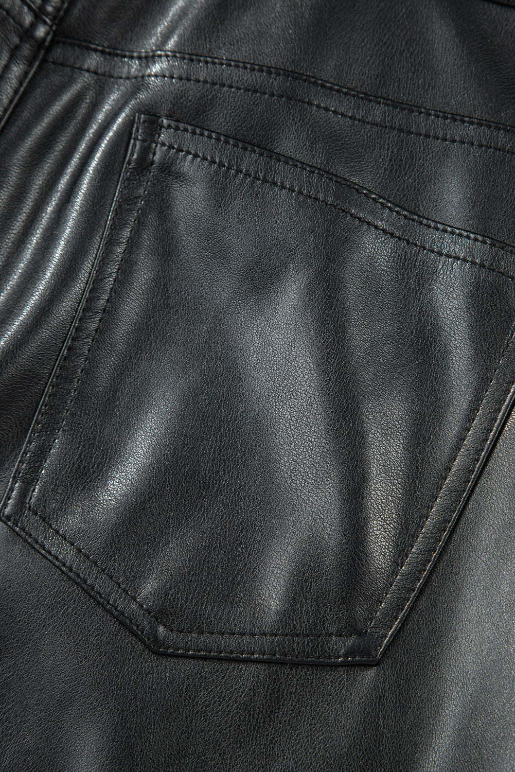 Black Faux Leather Side Slit Maxi Skirt
