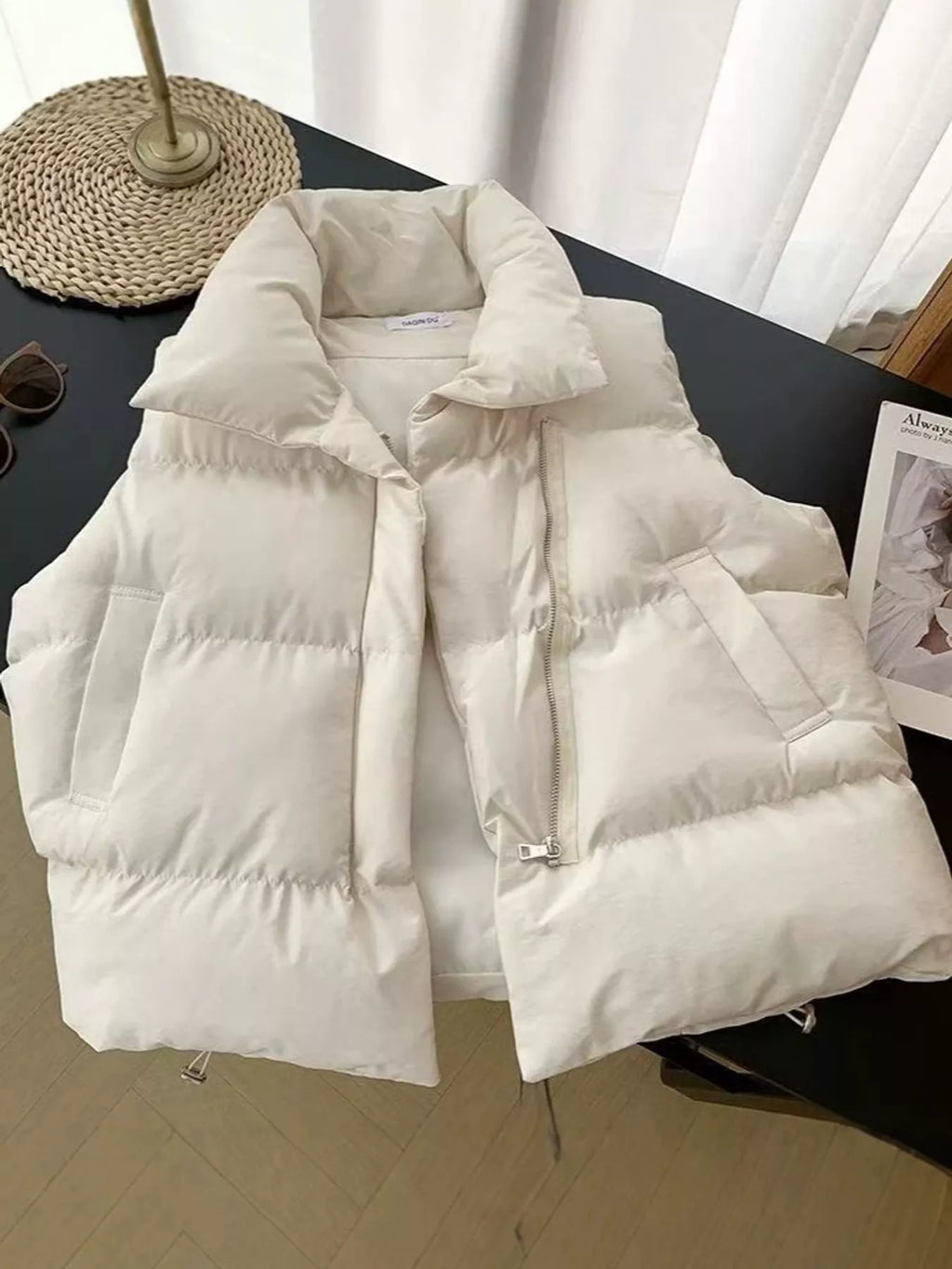 Stand-Up Collar Puffer Vest Coat