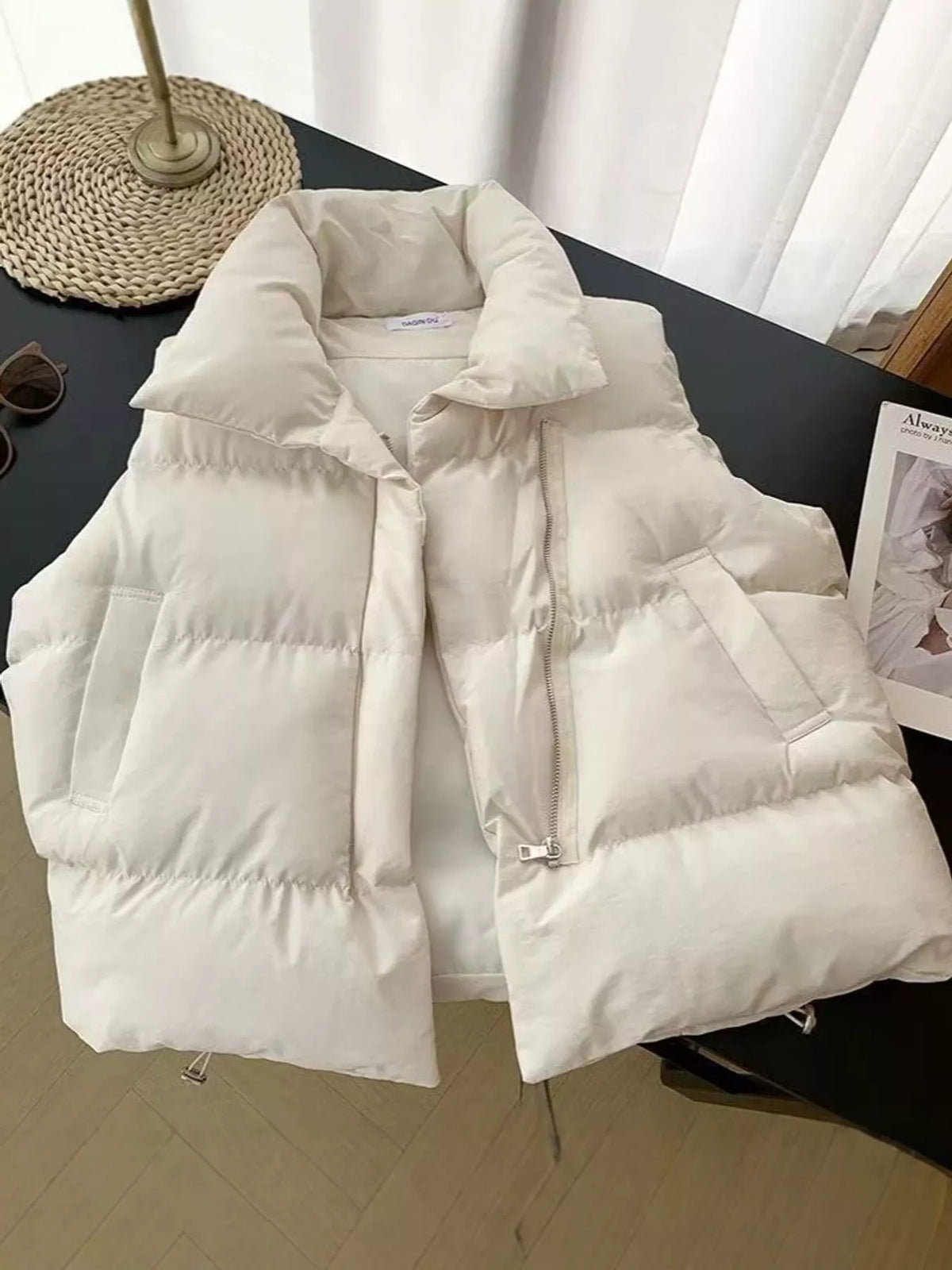 Stand-Up Collar Puffer Vest Coat