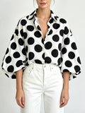 Polka Dot Puff Sleeve Shirt