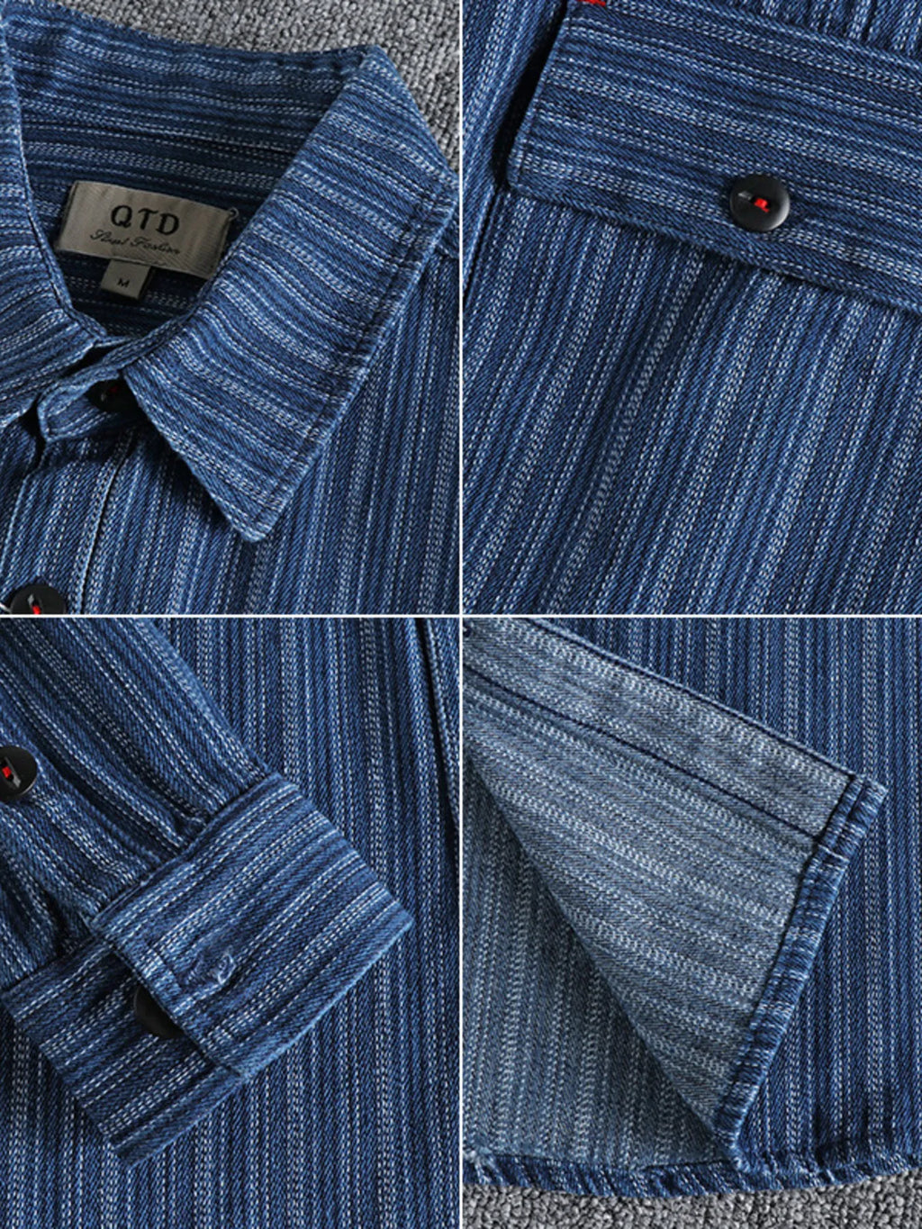 Men's Striped Button Down Denim Shirt