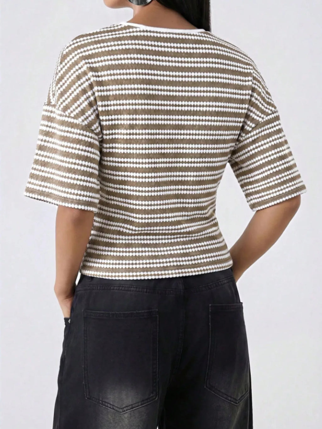 Striped V-Neck Knit Top