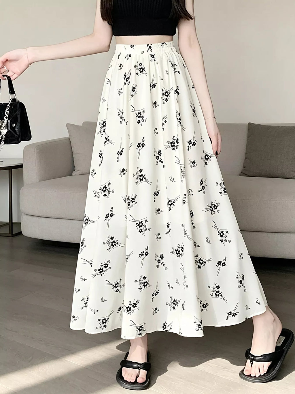 Floral Print A-Line Skirt