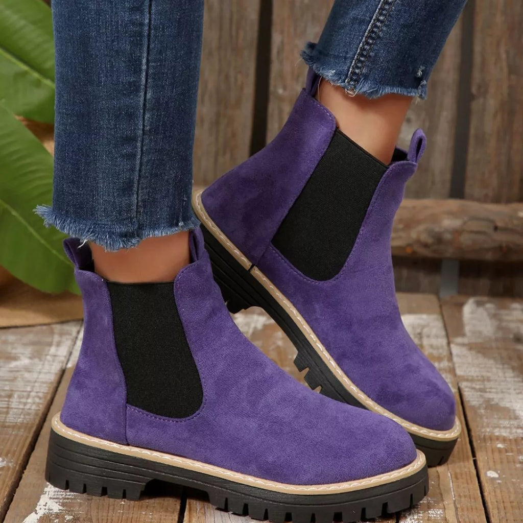 Round Toe Block Heels Boots